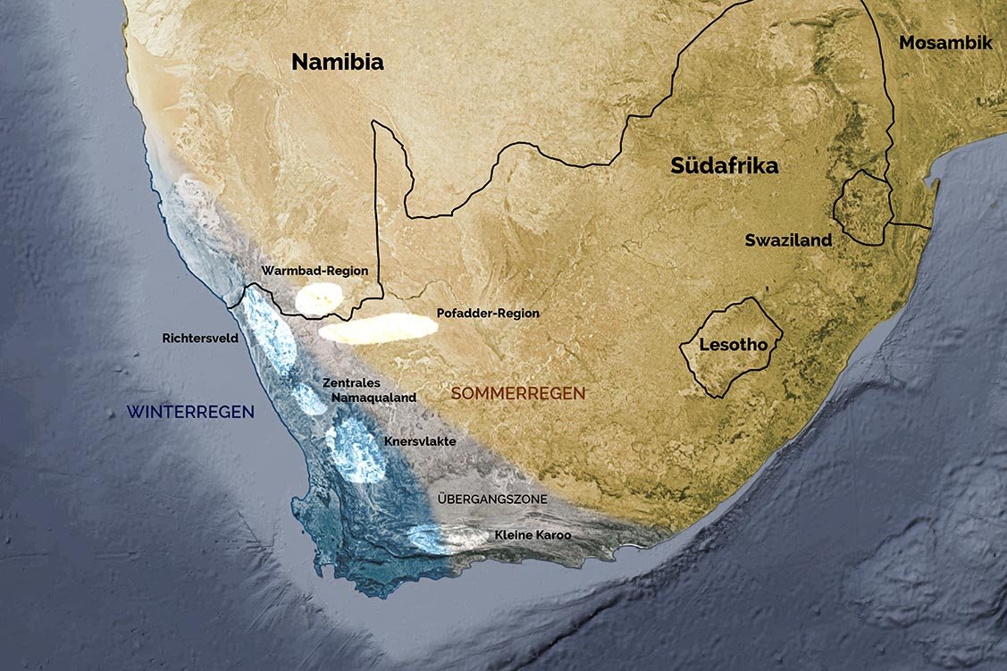 Quarzflächen Südliches Afrika - Regenzonen